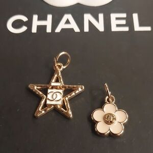CC Gold and Cream Star Flower Charm Pendant Set